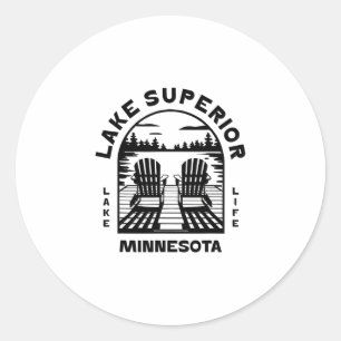 Sticker Rond Lac Supérieur Minnesota Outdoors Vintage 1 