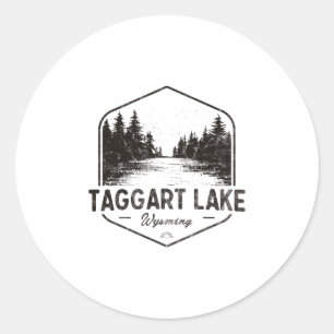 Sticker Rond Lac Taggart Wyoming Plein air Vintage 3