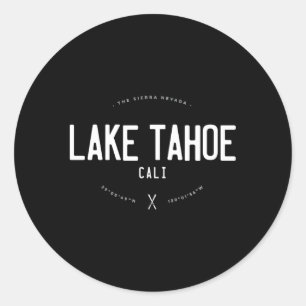 Sticker Rond Lac Tahoe California Ski en détresse