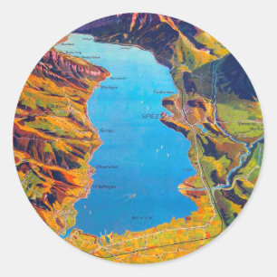 Sticker Rond Lac vintage de Thun Suisse Voyage