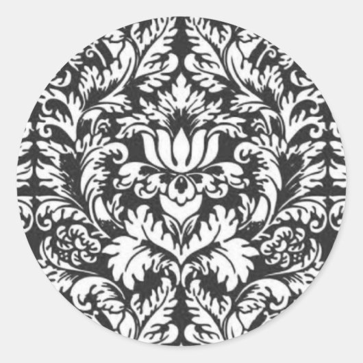 Sticker Rond Lace noir blanc Damas Brocade (Devant)