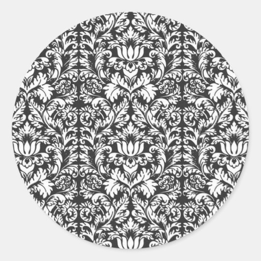 Sticker Rond Lace noir blanc Damas Brocade (Devant)