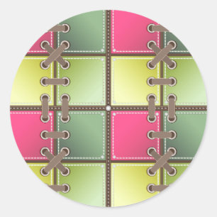 Sticker Rond lacets de chaussures art de mode rose et vert