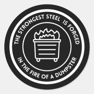 Sticker Rond l'acier le plus solide est forgé sur un feu de déc