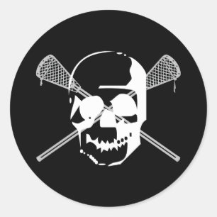 Sticker Rond Lacrosse Designs LaxBallSkullSticker blanc