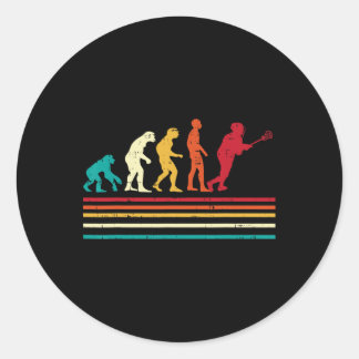 Sticker Rond Lacrosse Evolution Retro Lin Joueur Garçon Hommes
