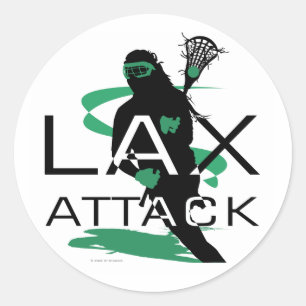 Sticker Rond Lacrosse Girls LAX Attack Green