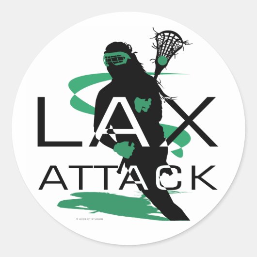 Sticker Rond Lacrosse Girls LAX Attack Green (Devant)