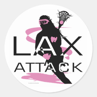 Sticker Rond Lacrosse Girls LAX Attaque rose