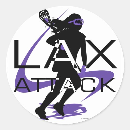 Sticker Rond Lacrosse Girls LAX Attaque violette (Devant)