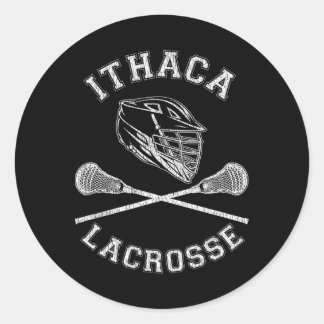 Sticker Rond Lacrosse Ithaca Vintage Perdu Retro Lax