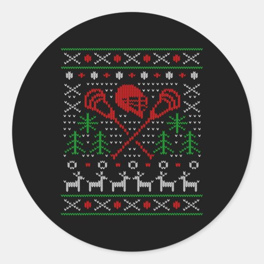 Sticker Rond Lacrosse Lax Grosse Noël (Devant)