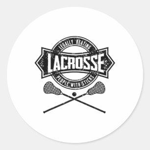 Sticker Rond Lacrosse Légalement Battre Les Gens Avec Des Bâton