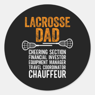 Sticker Rond Lacrosse Papa Joueur Cheval Section Drôle Père