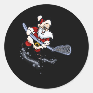 Sticker Rond Lacrosse Père Noël Cool de Noël Lax Sport laide X-