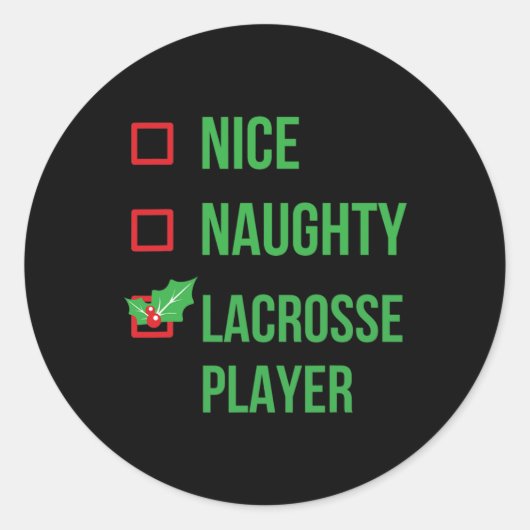 Sticker Rond Lacrosse Player Funny Pajama cadeau de Noël (Devant)