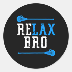 Sticker Rond Lacrosse Player Homme Garçons Lax Cadeau Relax Bro