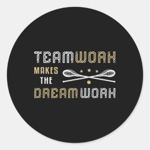Sticker Rond Lacrosse Player Lax Sport Teamwork Drôle cadeau
