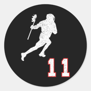 Sticker Rond Lacrosse Player Numéro De Cadeau 11 Pour Les Venti