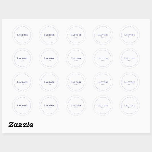 Sticker Rond Lactose-Free Request Sticker, White - Navy (Feuille)