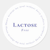 Sticker Rond Lactose-Free Request Sticker, White - Navy (Devant)