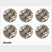 Sticker Rond Lacy Feuilles/ Monogramme (Feuille)