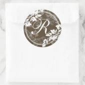 Sticker Rond Lacy Feuilles/ Monogramme (Sac)