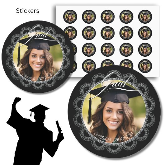 Sticker Rond Lacy Photo Graduation