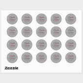 Sticker Rond Lacy Silver Filigree Elégant Mariage Burgundy Grey (Feuille)