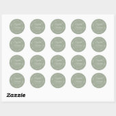 Sticker Rond Lacy Silver Filigree Élégant Mariage Vert Sage (Feuille)