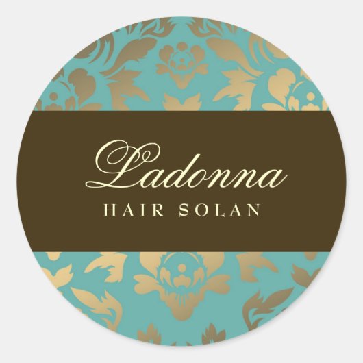 Sticker Rond Ladonna Damask Brown Topaz (Devant)