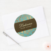 Sticker Rond Ladonna Damask Brown Topaz (Enveloppe)