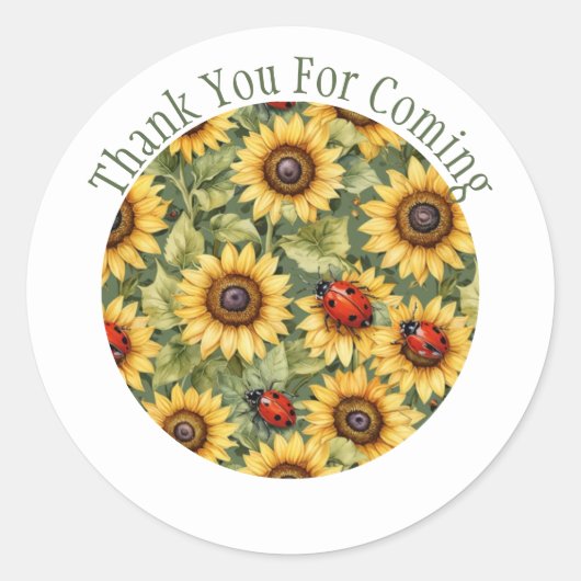 Sticker Rond Lady Bug Sunflower Merci Favoriser (Devant)