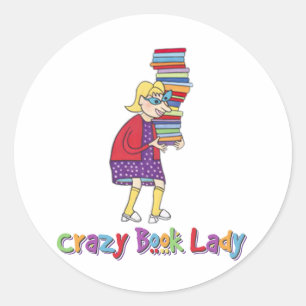 Sticker Rond Lady du livre fou