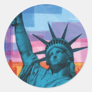 Sticker Rond Lady Liberty