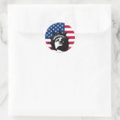 Sticker Rond Lady Liberty et le drapeau (Sac)