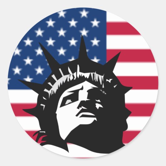 Sticker Rond Lady Liberty et le drapeau (Devant)