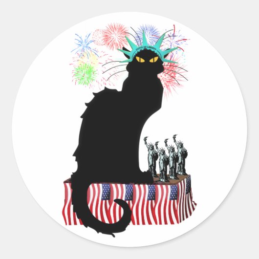 Sticker Rond Lady Liberty - Patriotique Le Conversation Noir (Devant)