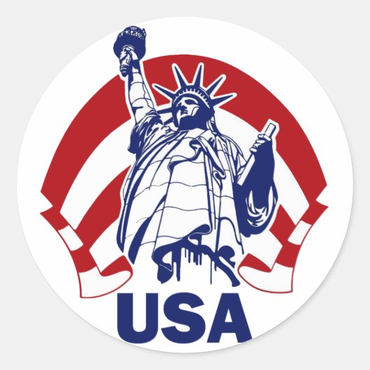 STICKER ROND LADY LIBERTY USA (Devant)