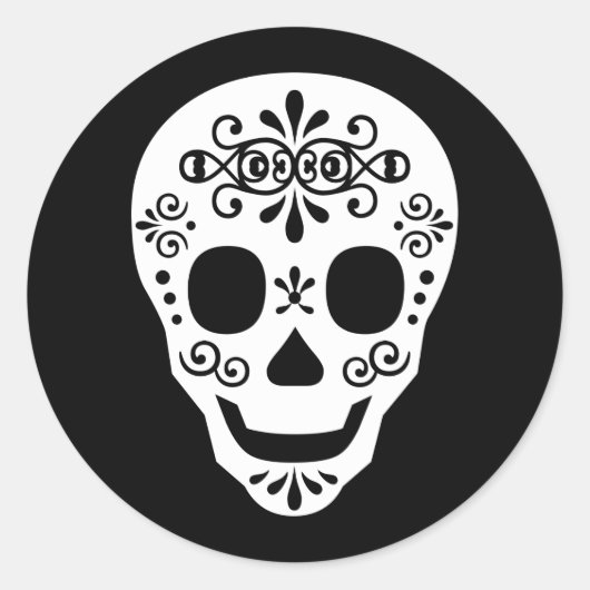 Sticker Rond Lady Sugar Skull par Leslie Peppers (Devant)