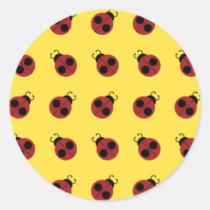 Sticker Rond Ladybug 60s rétro cool rouge jaune