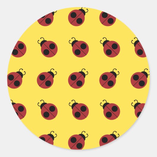 Sticker Rond Ladybug 60s rétro cool rouge jaune (Devant)