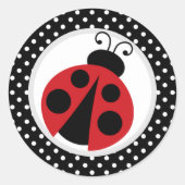Sticker Rond Ladybug Baby shower ou fête d'anniversaire (Devant)