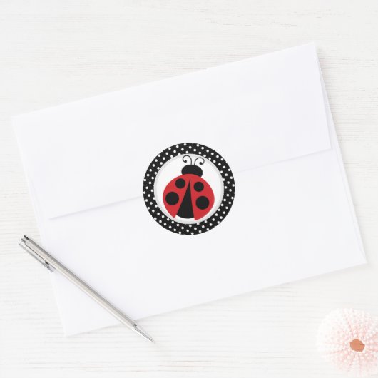 Sticker Rond Ladybug Baby shower ou fête d'anniversaire (Enveloppe)