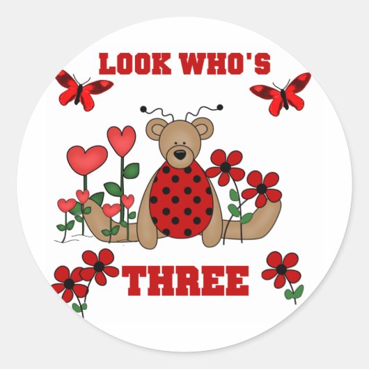 Sticker Rond Ladybug Bear 3e maillots d'anniversaire (Devant)