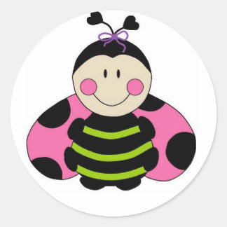 Sticker Rond Ladybug rose