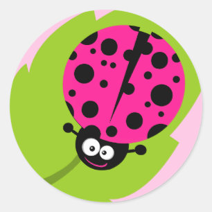 Sticker Rond Ladybug rose chaud