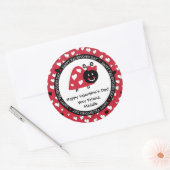 Sticker Rond Ladybug Valentine Day Hearts Party Favoriser (Enveloppe)