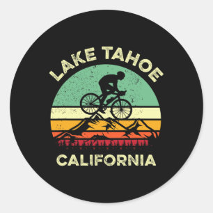 Sticker Rond Lago Tahoe California Vélo de Montagne Rétro Monta