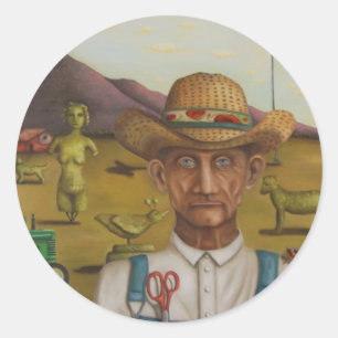 Sticker Rond L'agriculteur excentrique
